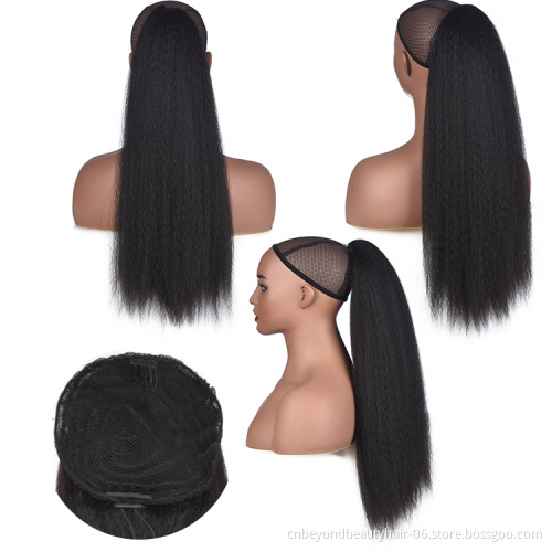 afro synthetic kinky straight drawstring ponytail hair extensions clips for black women synthetic hair yaki ponytails